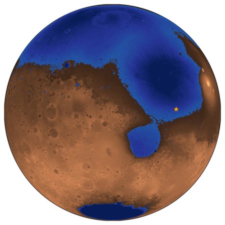 Illustration of what Mars seemed 3.5 billion years ago